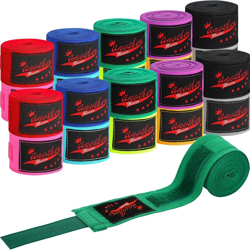 Lenwen 10 Pares de Muñequeras de Boxeo de 120 Pulgadas para Guantes Elásticos Estilo Mexicano Guantes Interiores de Boxeo Muay Thai MMA Muñequeras para Hombres Mujeres Jóvenes Kickboxing Boxer Entrenamiento para Principiantes