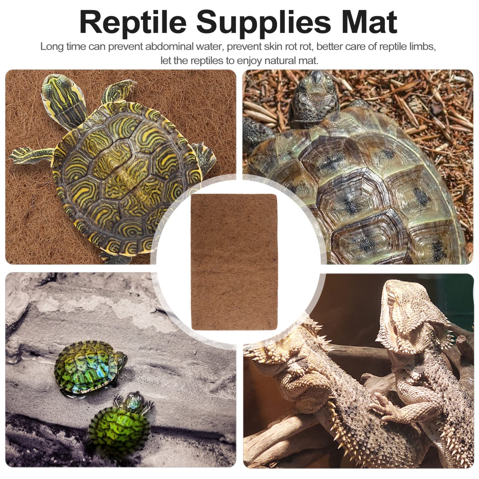 POPETPOP 3 Pezzi rettili Mat in Fibra di Cocco Naturale Mat Traspirante Biancheria da Letto Fodera Rettile Forniture 50 x 30 cm