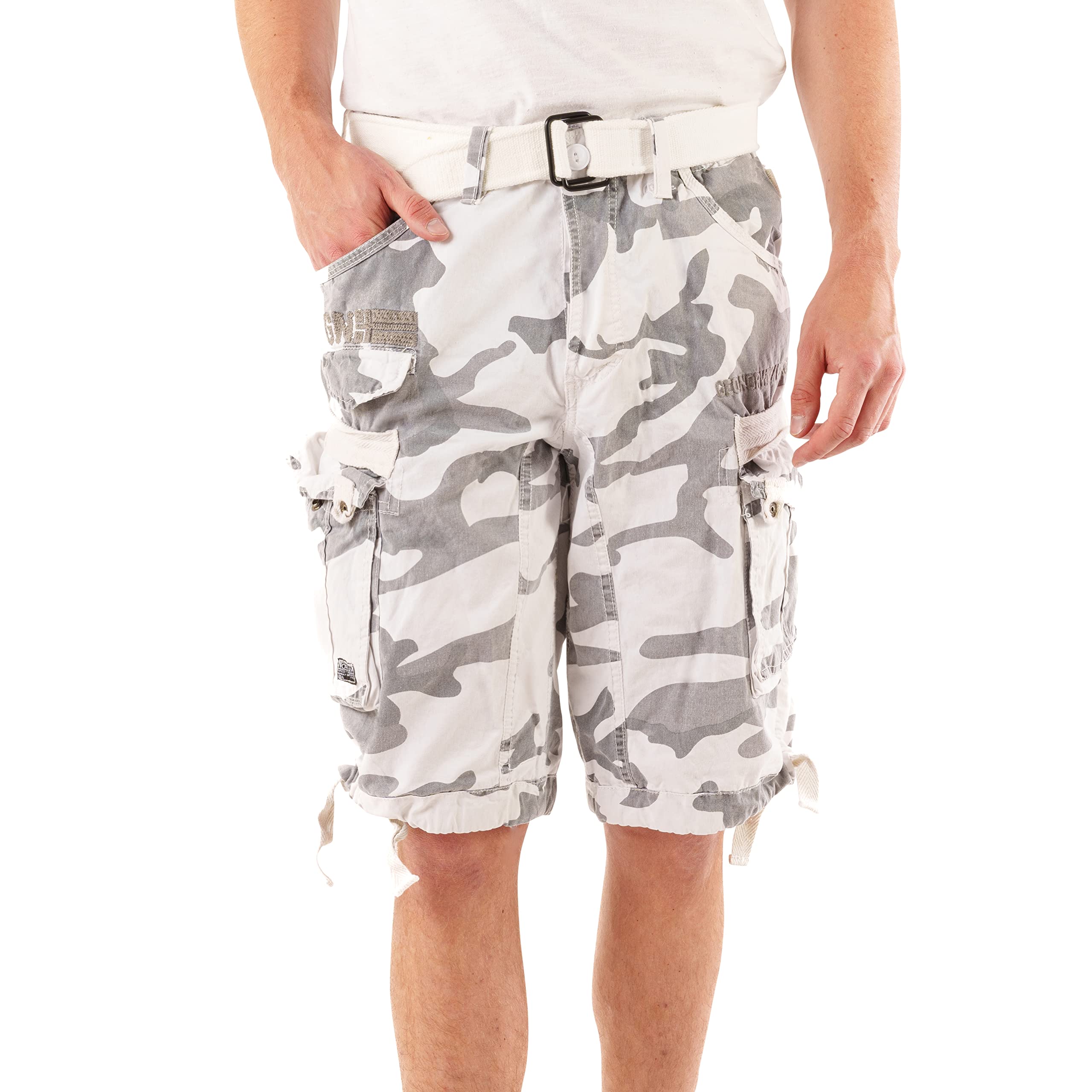 Geographical Norway Men's Cargo Shorts People - White Camo, M