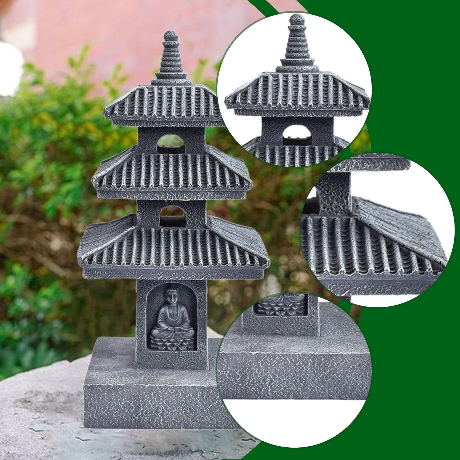 Statua da Giardino a Forma di Pagoda Solare, Ornamento per Paesaggio Cinese, Decorazione per Cortile, Statuetta in Resina, Scultura in Pietra Artigian, Grigio Scuro