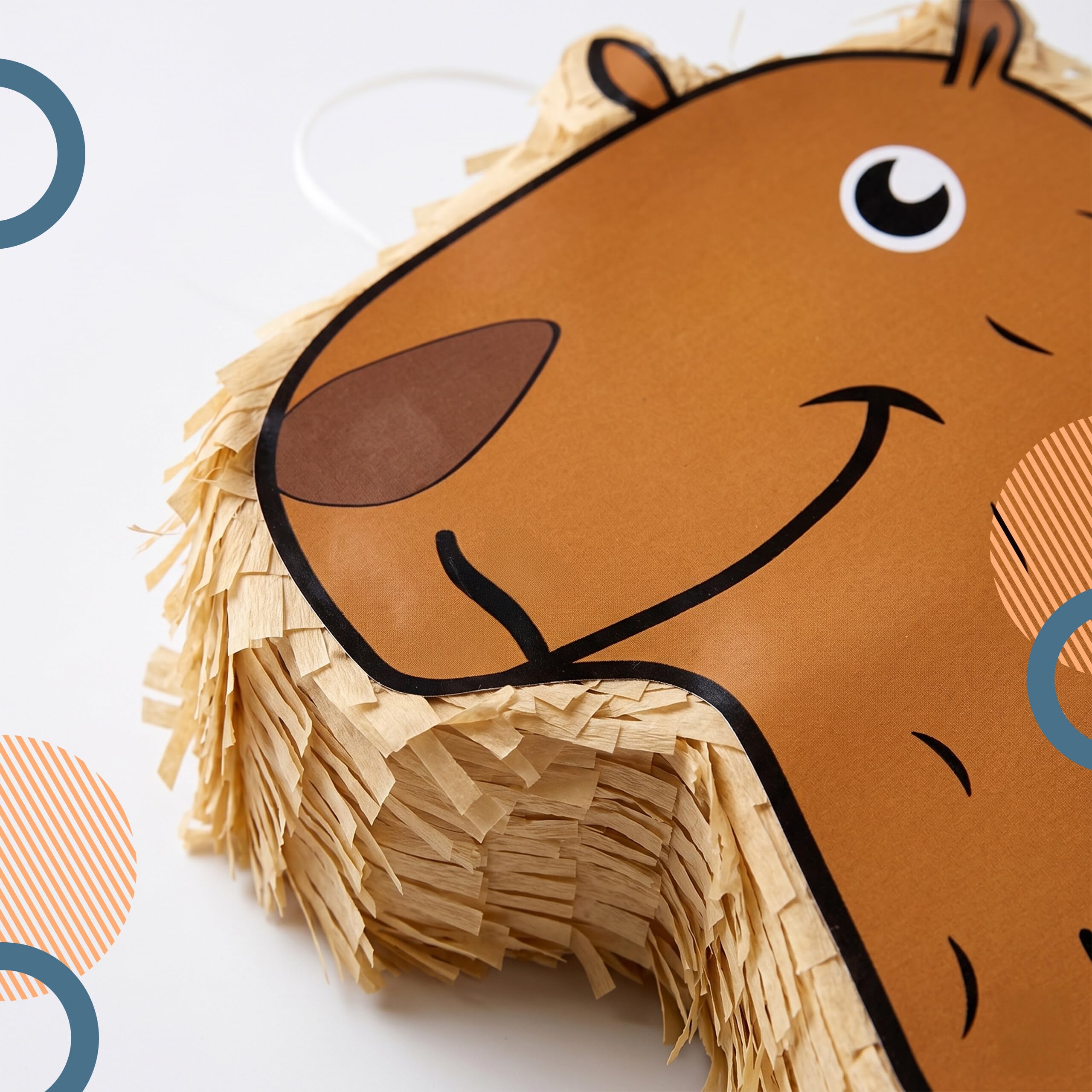 Relaxdays Piñata Capybara, Set 3 pcs, 35 x 38 x 6,5 cm, à Suspendre, bâton et Masque, Non garnie, Marron