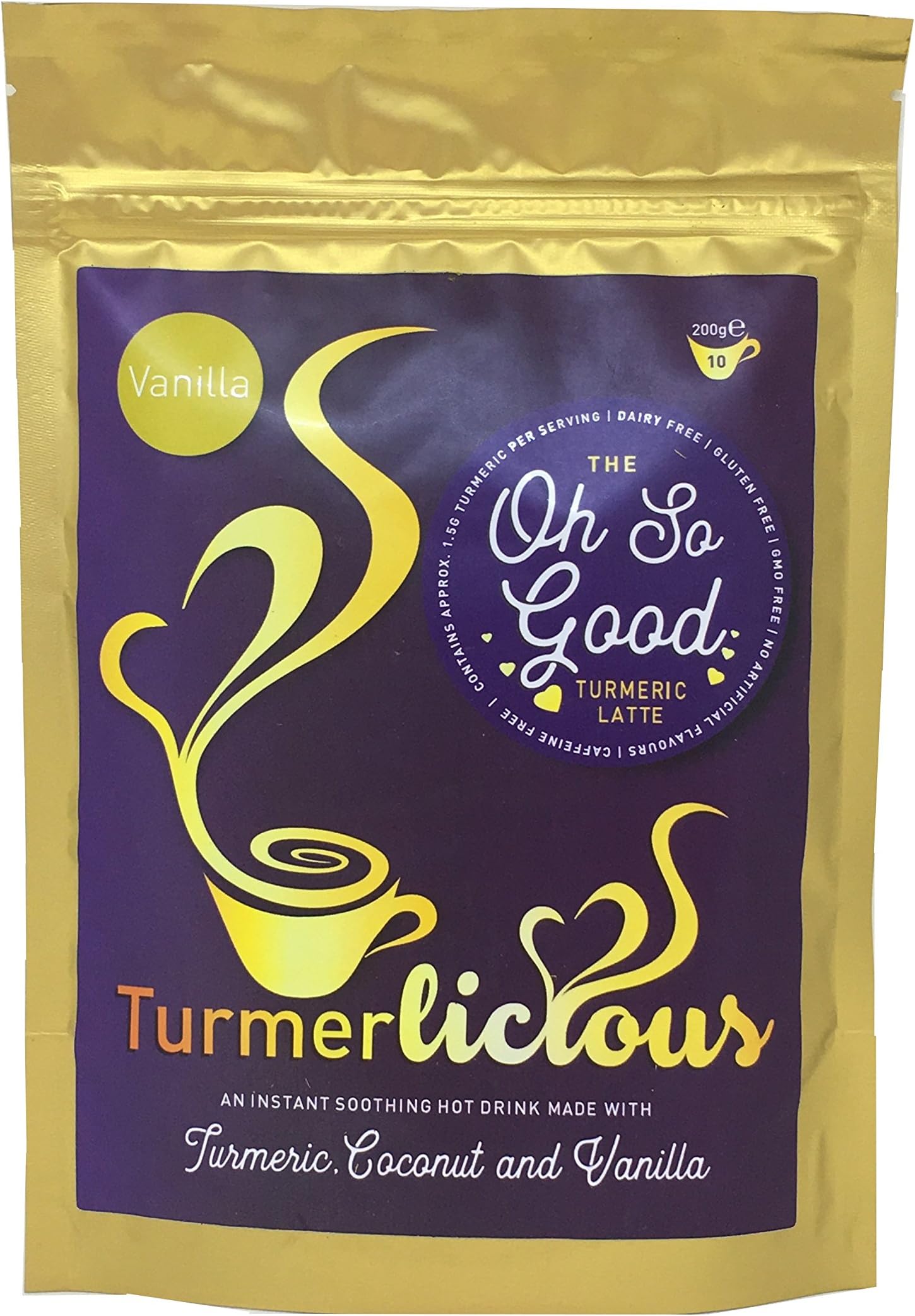 Turmerlicious Turmeric Latte Vanilla 6x200g Packet - Dairy Free