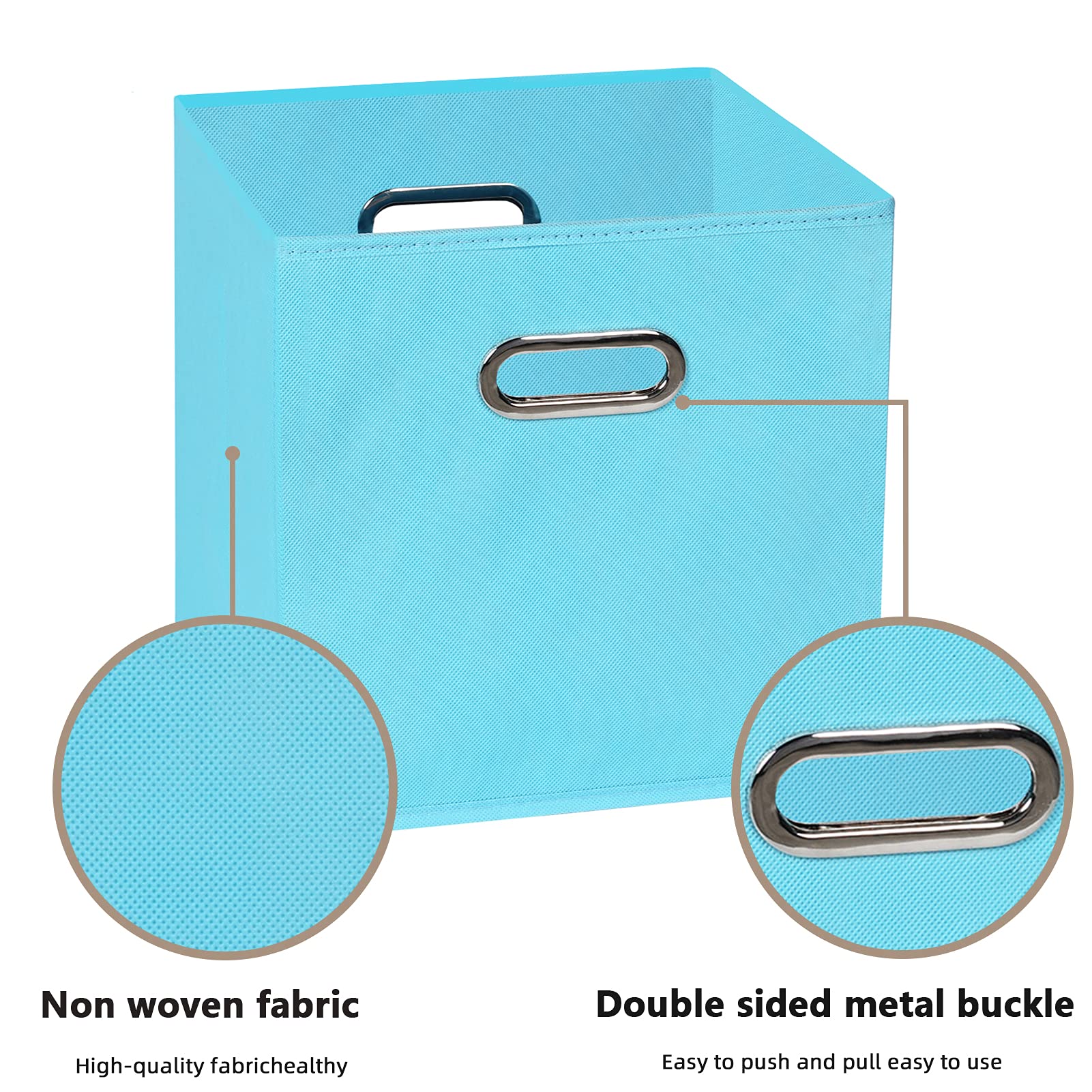 Contenedores de almacenamiento de tela, organizador de cubos de tela con asas dobles, cestas de almacenamiento plegables para el hogar, dormitorio, 11 x 11 x 11 pulgadas (azul, paquete de 6)