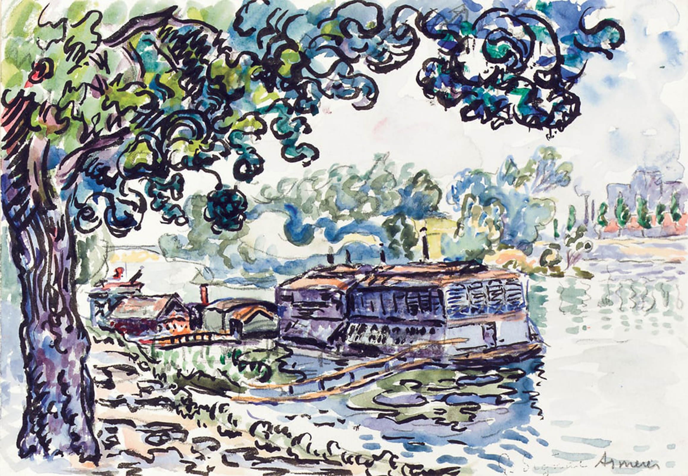 POSTERIIk Vintage Print Pop Art Landscape Artwork Asnières by Paul Signac Art Prints for Office Home Decor 60x90cm