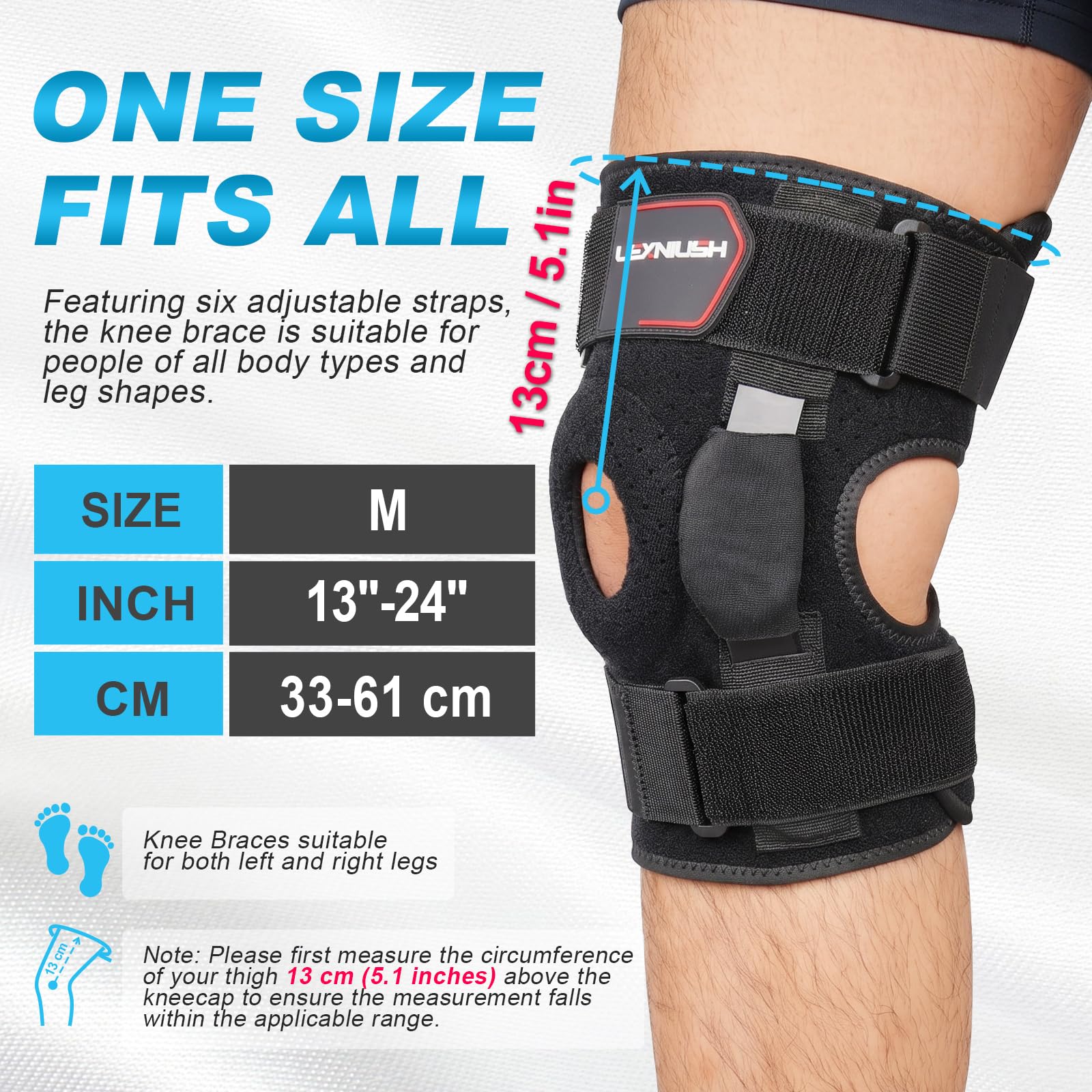 Lexniush Genouillère Sport Réglable avec Stabilisateurs Latéraux, Genouillere Arthrose Genou pour Ligamentaire, ACL/MCL, Attelle Genou et Coussin en Gel Rotulien pour Sport, Course, Running