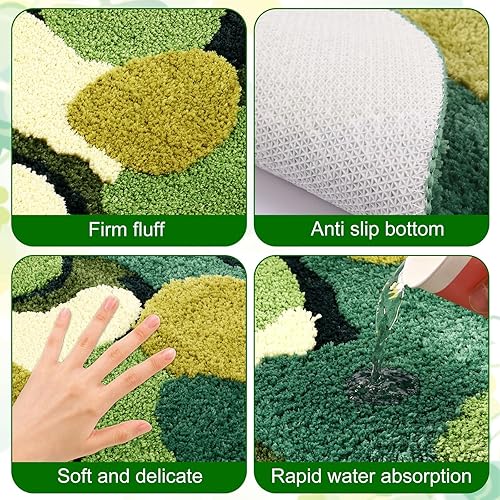 Miniatura 4 de HOTBEST Moss Leaf - Alfombra de baño antideslizante de 20 x 34 pulgadas, súper absorbente, lavable a máquina, resistente a la decoloración