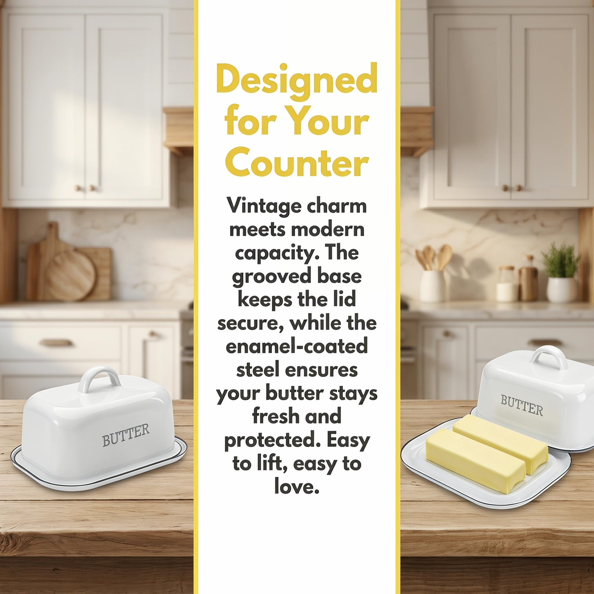 Amazon.com | Suwimut Enamel Butter Dish with Lid for Countertop