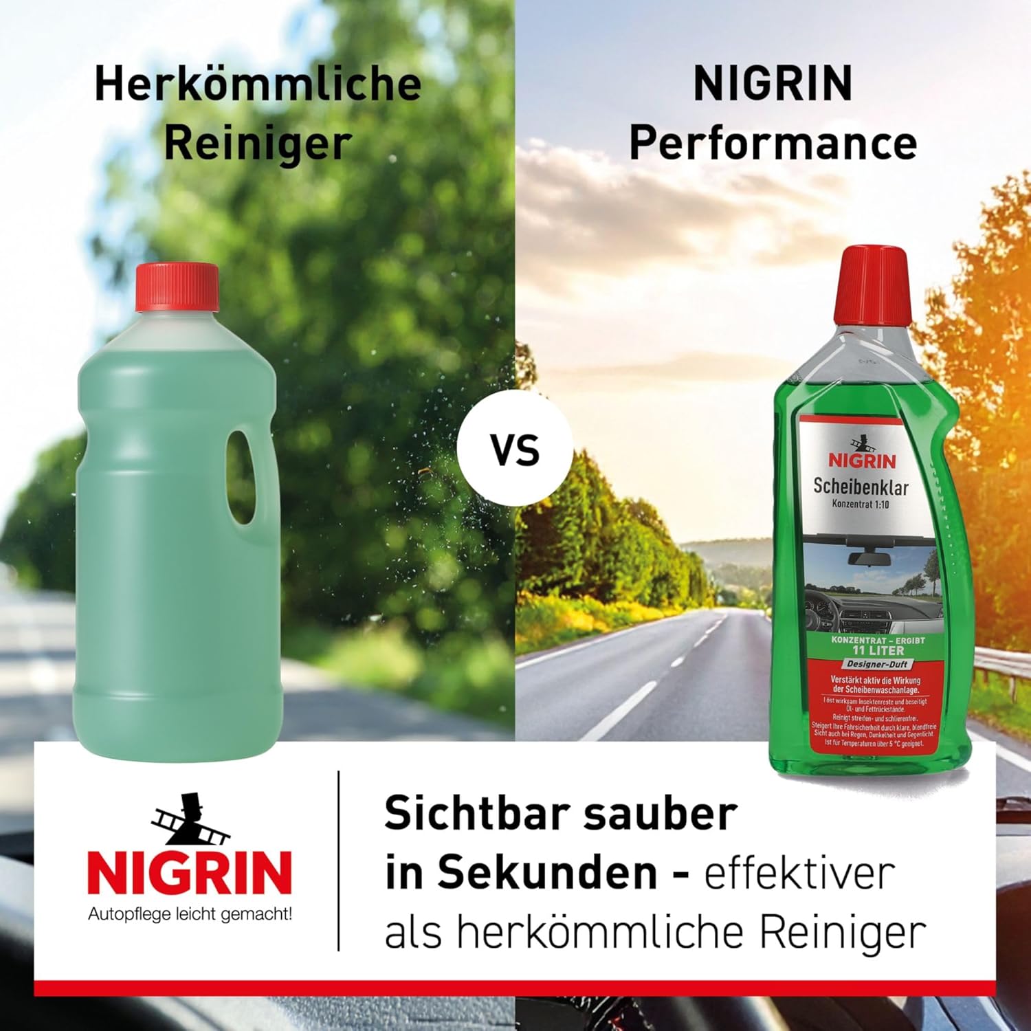 Nigrin 72983 Windshield Clear 1:10 Concentrate, 1 Liter