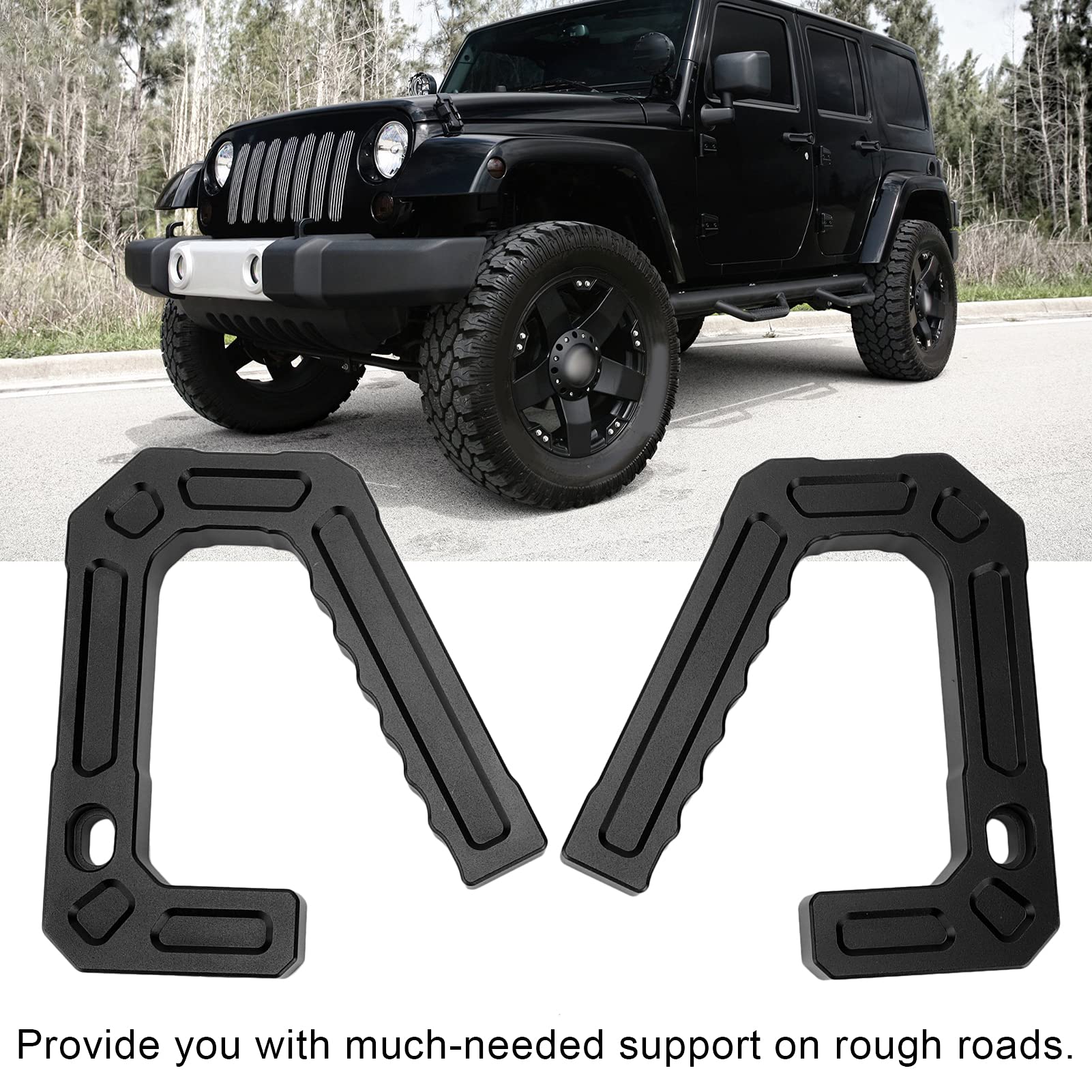 Vorderer Haltegriff, Ersatz-Haltegriffe aus Aluminium für Vordere Haltegriffe, Haltegriffe für Wrangler 07–18 JK/Unlimited Sport Sahara Rubicon-Modelle(Schwarz)