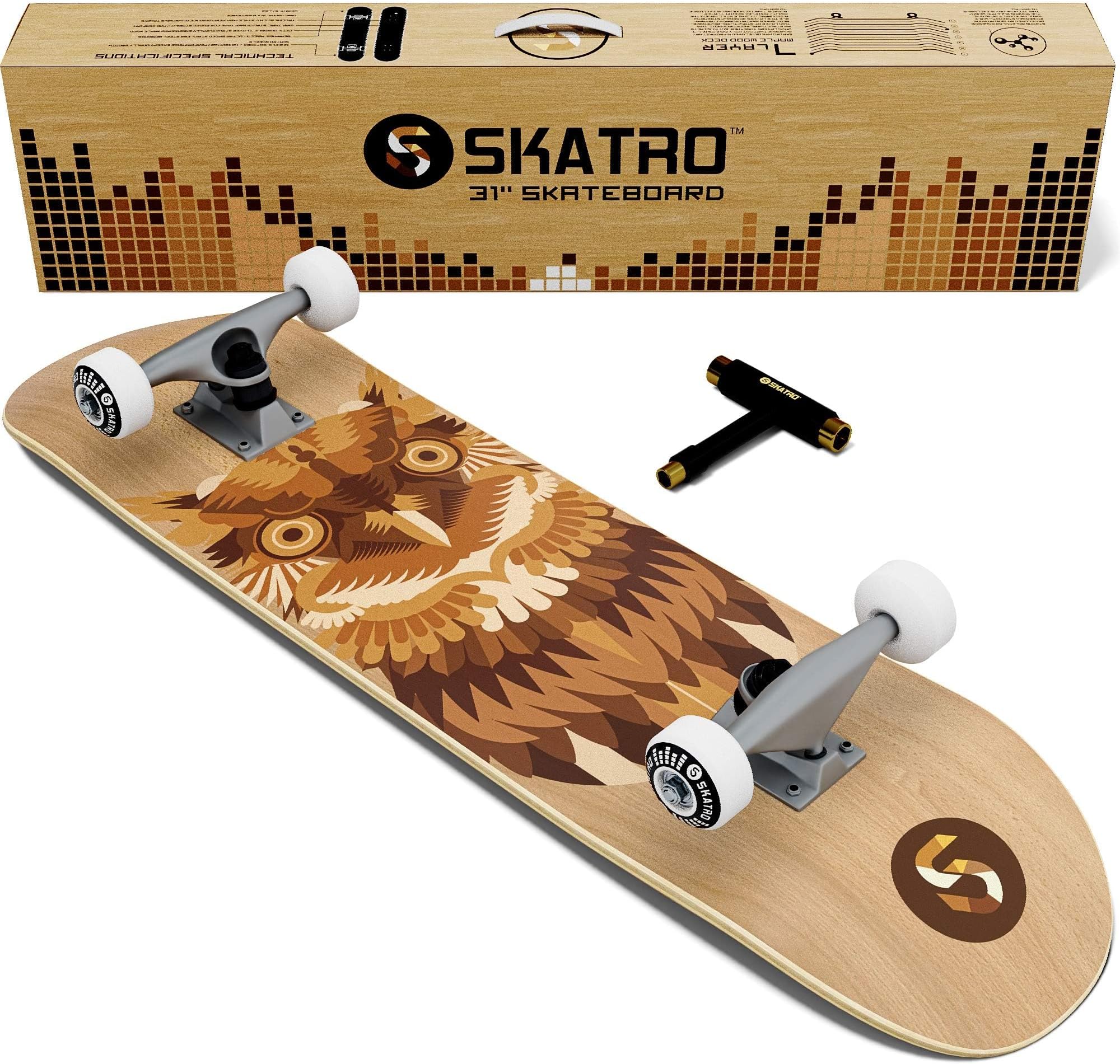 Skatro - Pro Skateboard 31 Complete Skateboard. Skate Board Ages: Adults, Boys, Girls, Beginners, and Kids
