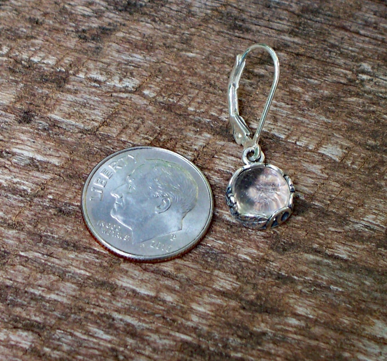 Bottled Up Designs Handmade Vintage White Leverback Botanicals Earrings, Sterling Silver, Eco Friendly, Made in USA, Birthday Gifts, Mothers Day, Women, Anniversary (Black Depression Glass)