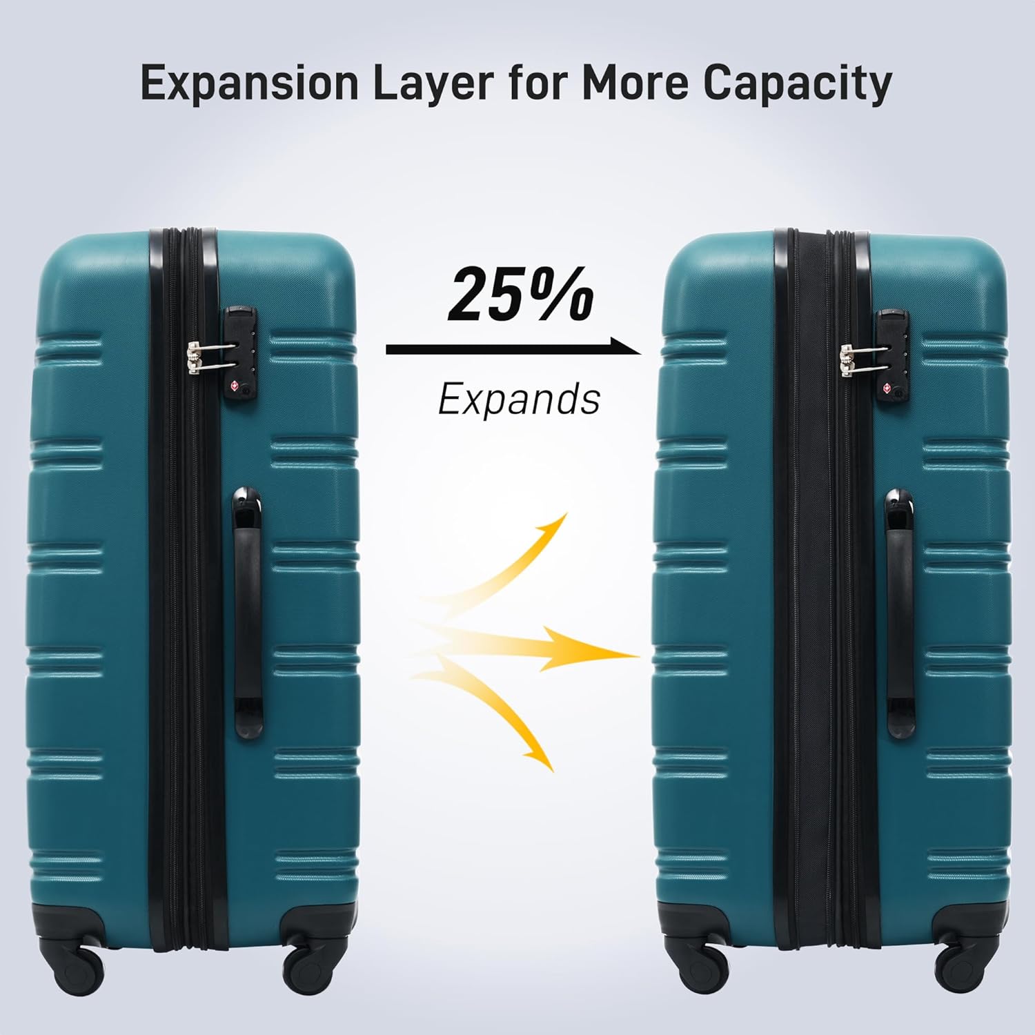 Image showing the Merax luggage expanding to increase capacity.