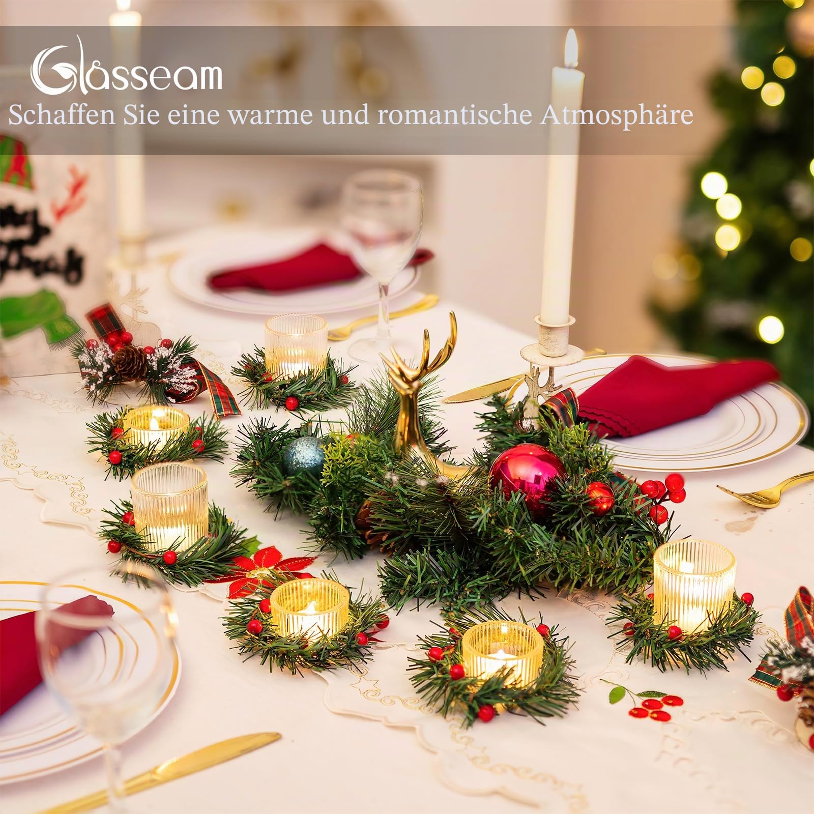 Glasseam Teelichthalter Weihnachten: 24er Set Gerippt Teelichtgläser