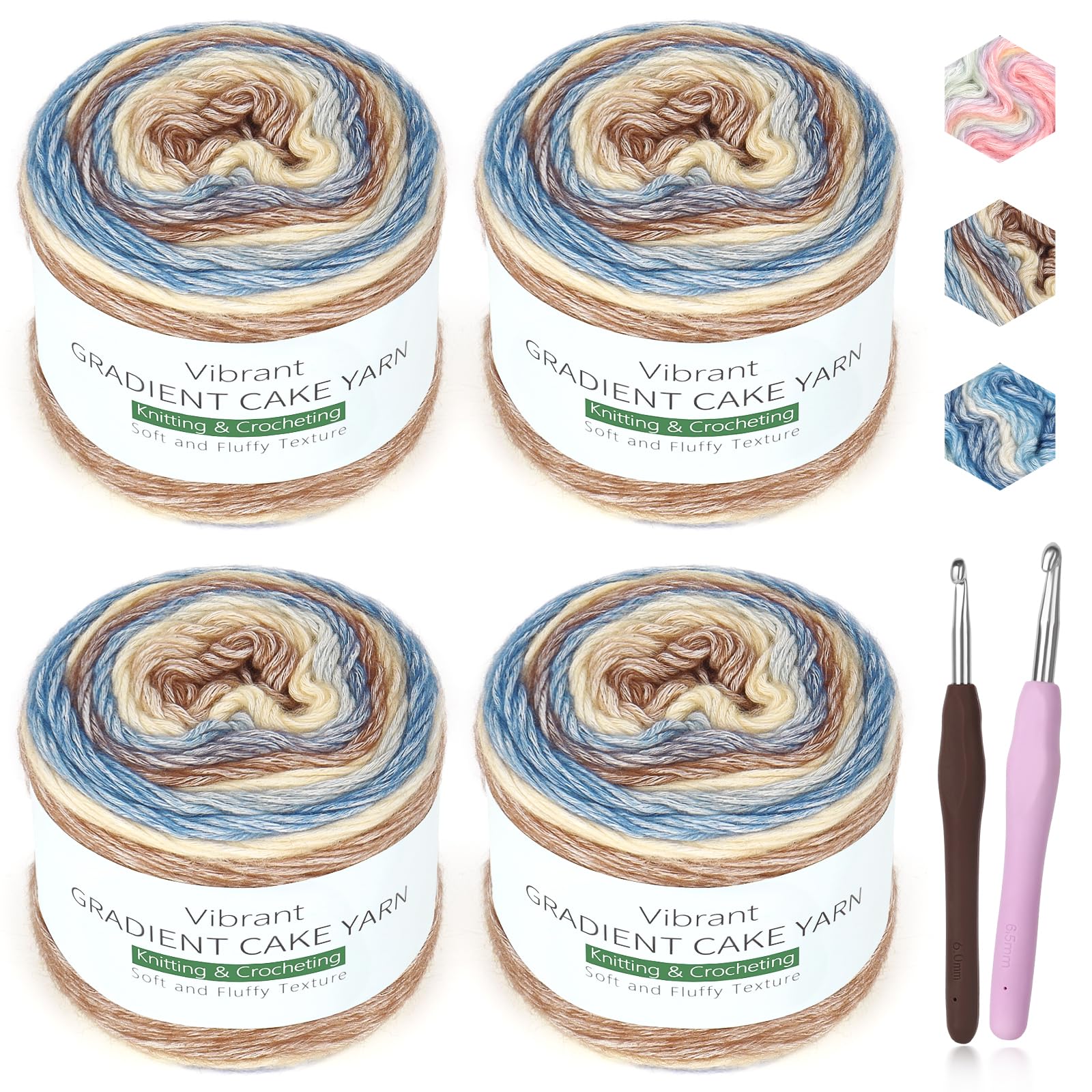 Katech Fairyland Yarn for Crocheting Knitting-Gradient Yarn Cake-4 Pack of 100g/3.52 oz-Soft DK Light Weight #3-60% Cotton 30% Acrylic 10% Wool-Perfect for Scarves, Shawls, Blankets and Garments(A)