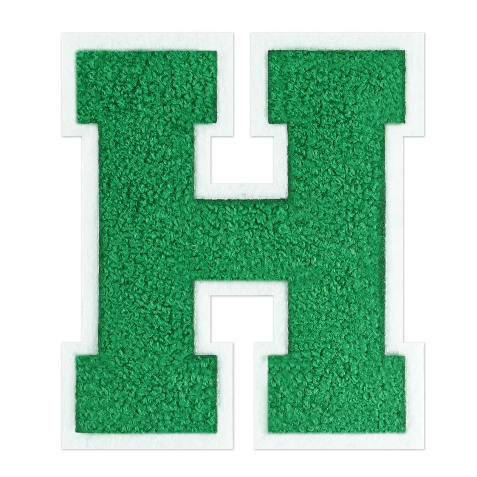 QianSiLi 6.0 Inch Chenille Iron On Letters for Clothes Varsity Letter Patches Embroidered Patch Iron On Patches for Clothing Jacket/Hoodie/Varsity (Green,H) — image 1