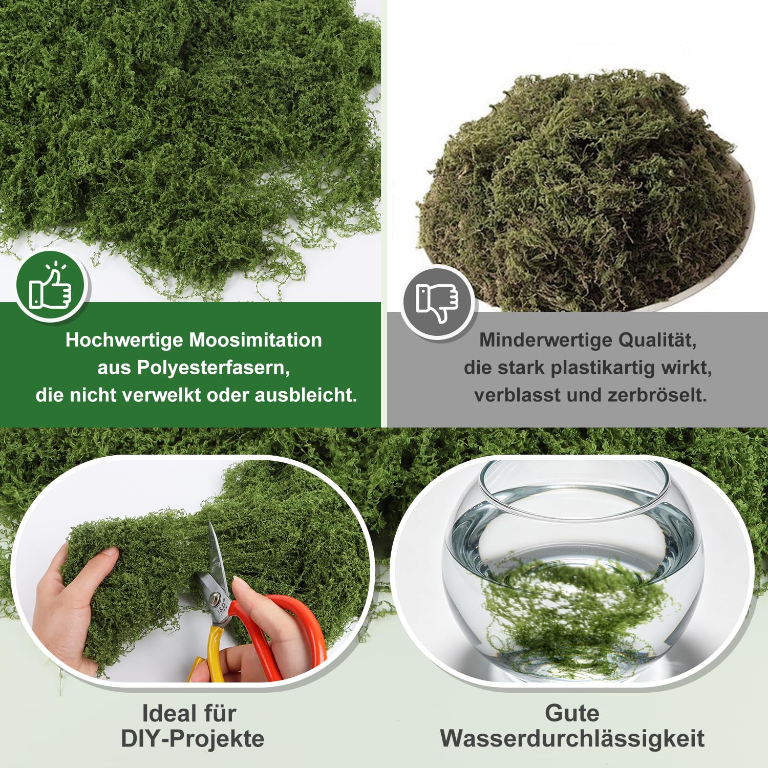 Sztuczny mech do dekoracji, 100 g, sztuczny mech, dekoracja do majsterkowania, ciemnozielony, do majsterkowania, na ścianę, szopkę, akwarium, miniaturę, modelarstwo