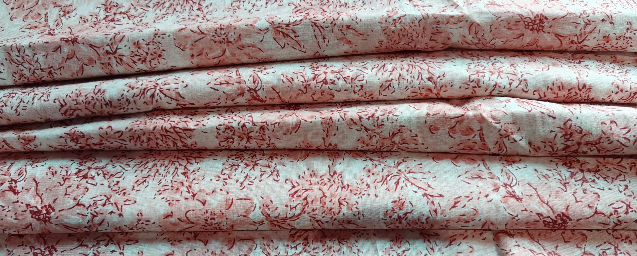 Fashionmart Cotton Fabric Material Sanganeri Printed Hand Print Cotton Fabric Print Women Dress Material Running Jaipuri Women Dress Material Kurtis Natural 43" Inches (5 Meter)