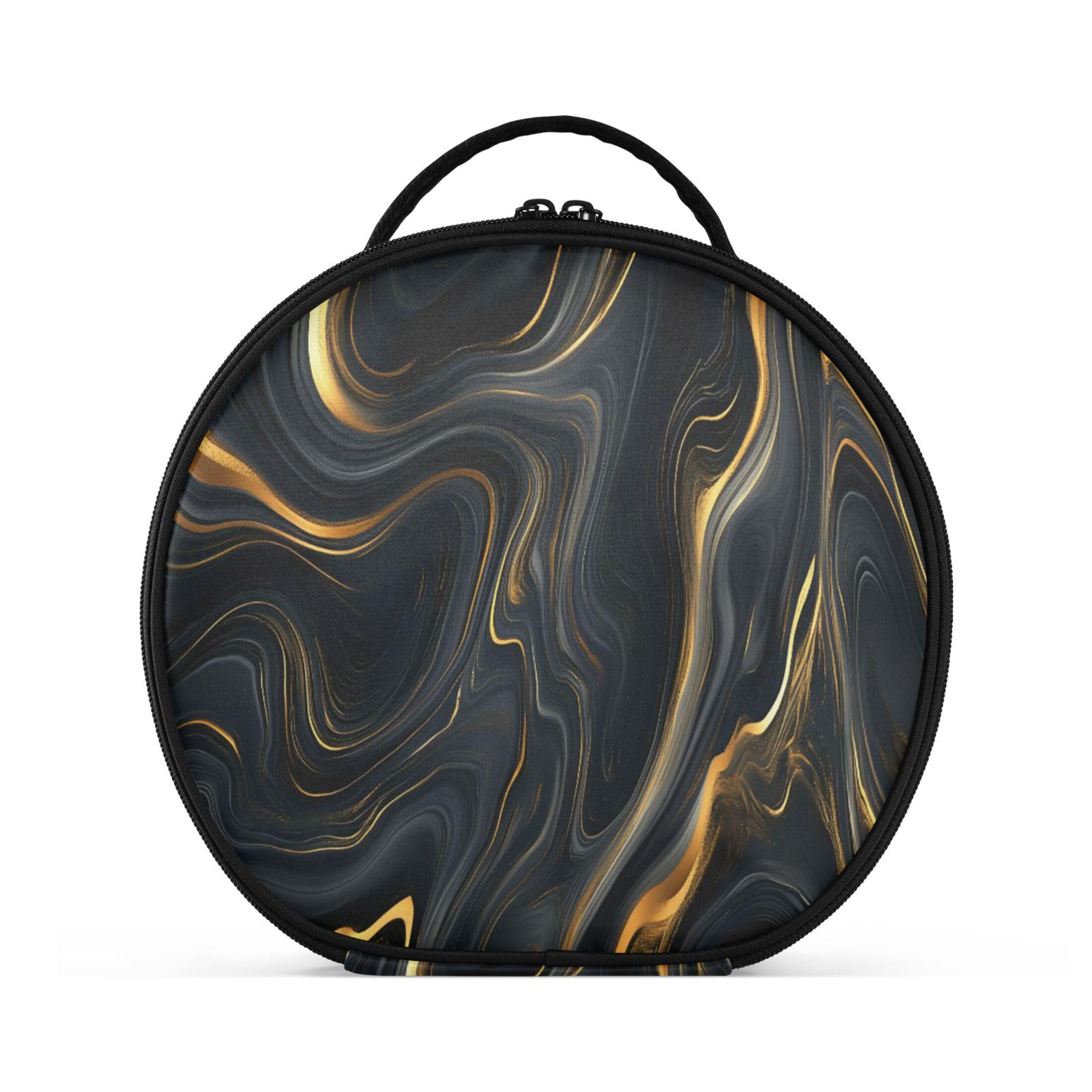Takiito Gold Black Marble Travel Makeup Case Portable Makeup Box Artist Cosmetic Case Organizer With Adjustable Dividers