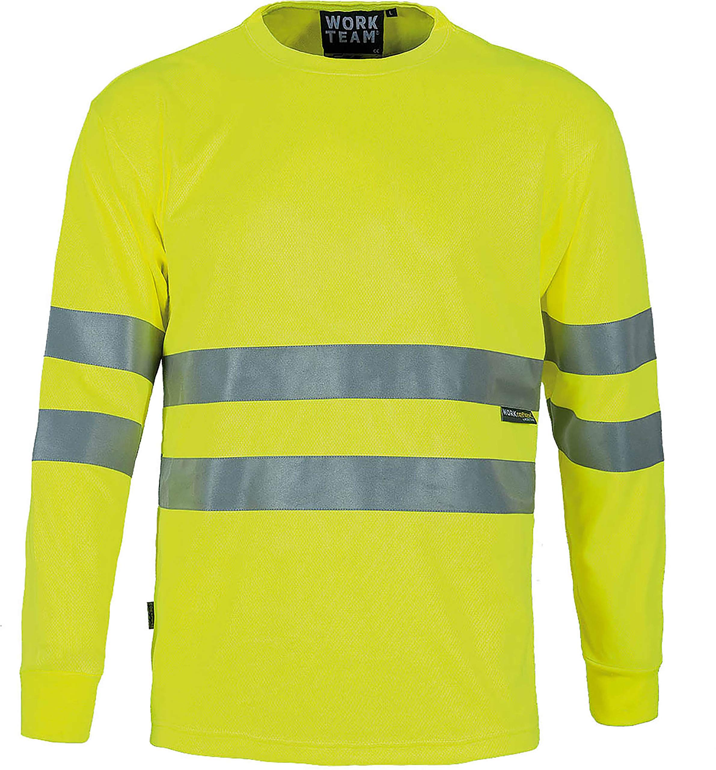 WORKTEAM Camiseta Trabajo Alta Visibilidad Manga Larga ISO 20471 Clase 2