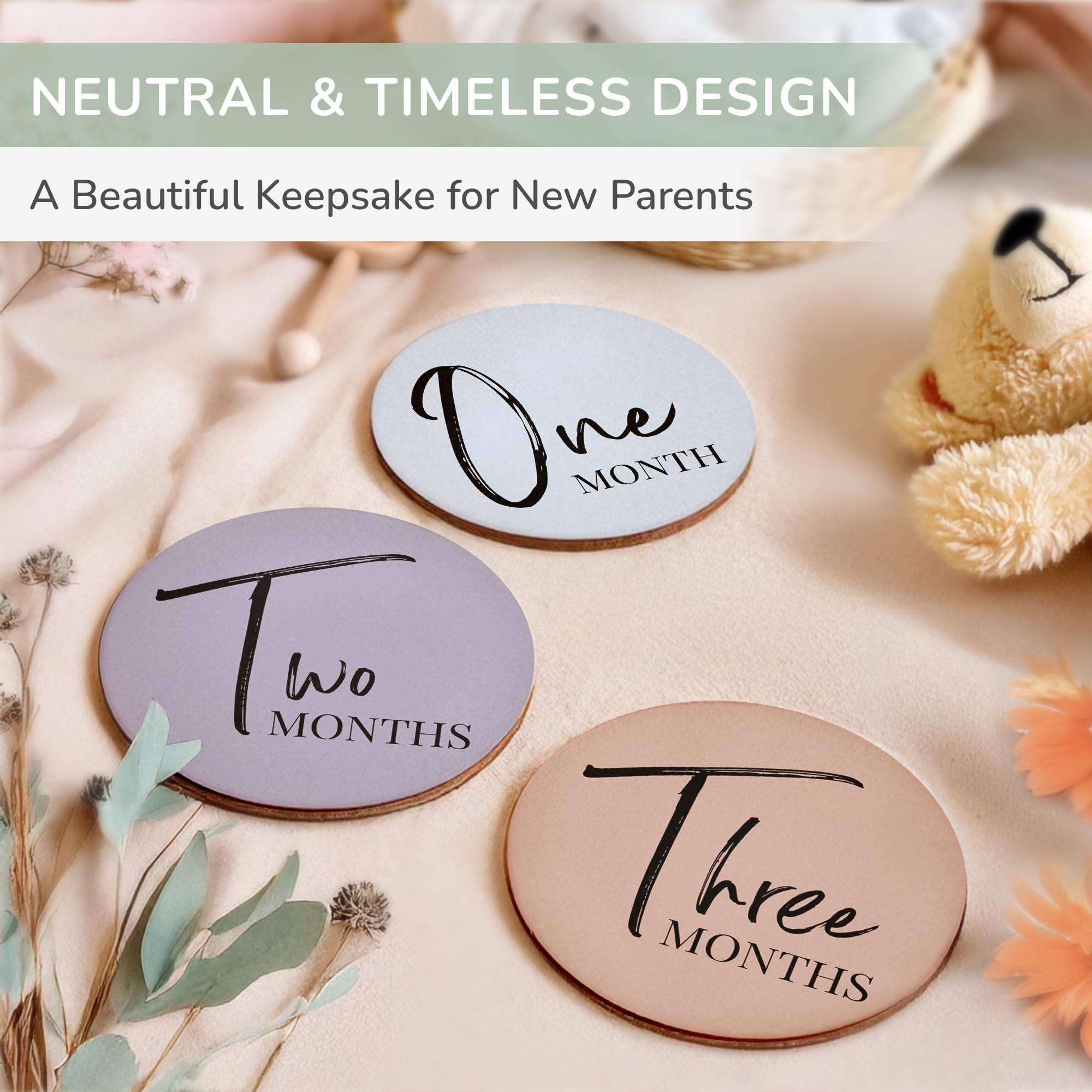 Tiny Trees® Baby Milestone Cards – 7 Double-Sided Milestone Baby Cards Signs for Monthly Photos – Gender Neutral Newborn Baby Gifts – Tear-Resistant Keepsake Baby Milestone Discs (0–12 Months) - 4