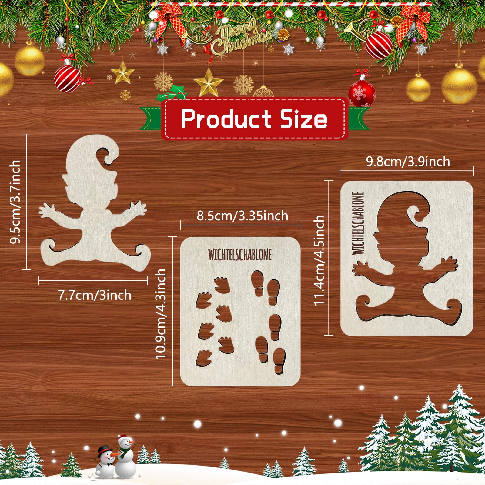 Stencil In Legno Per Impronte Di Gnomo Di Natale – Modello Per Neve Spray – Decorazione Fai-da-te - 2