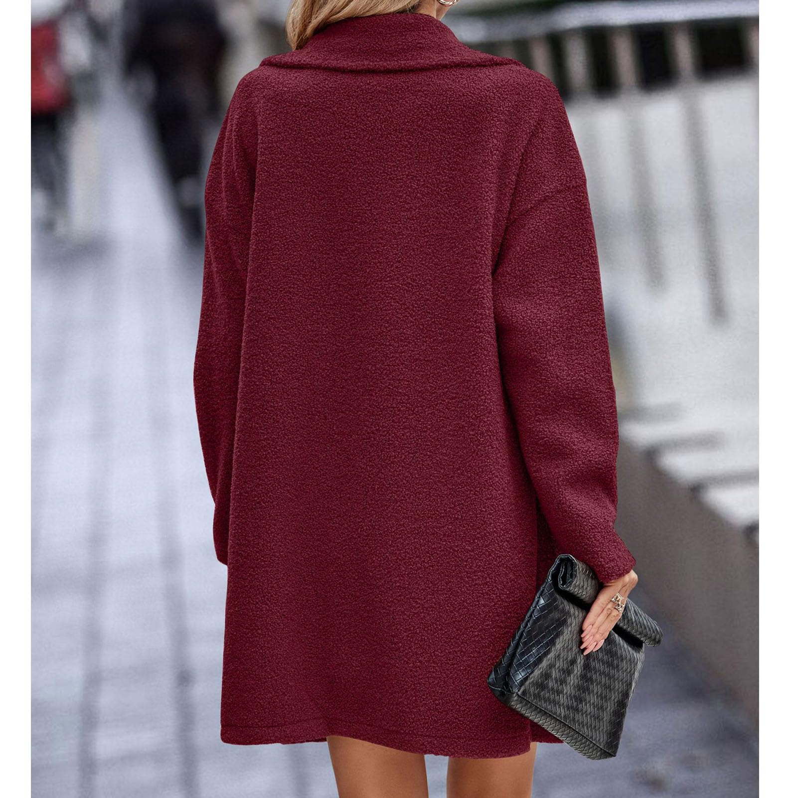 Abrigo largo de invierno para mujer, cruzado, con solapa, con cuello vuelto