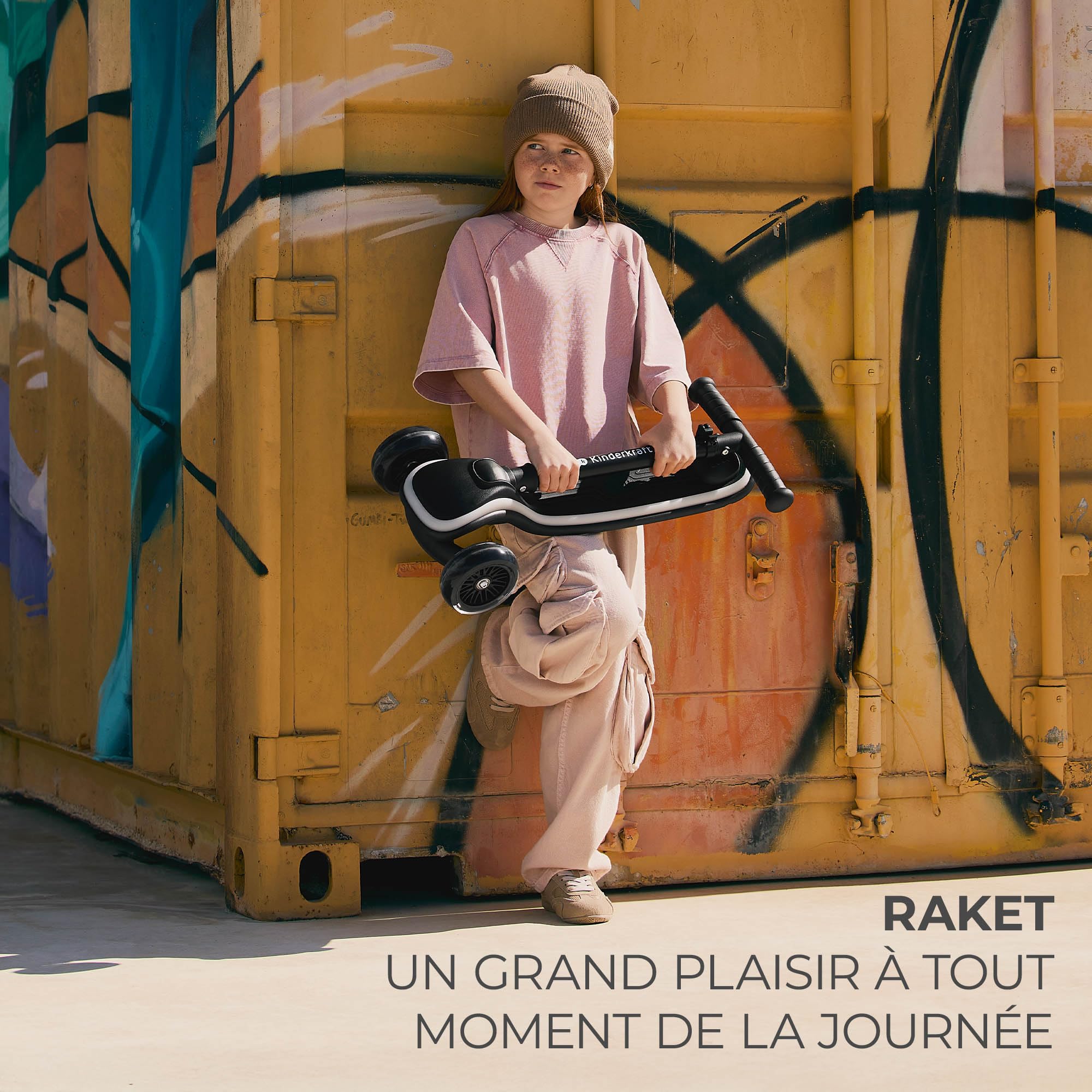 Kinderkraft RAKET Trottinette pour Enfants de 1 an à 50 kg, Trottinette, Roues LED, Guidon réglable en Hauteur, Design Moderne, Bleu