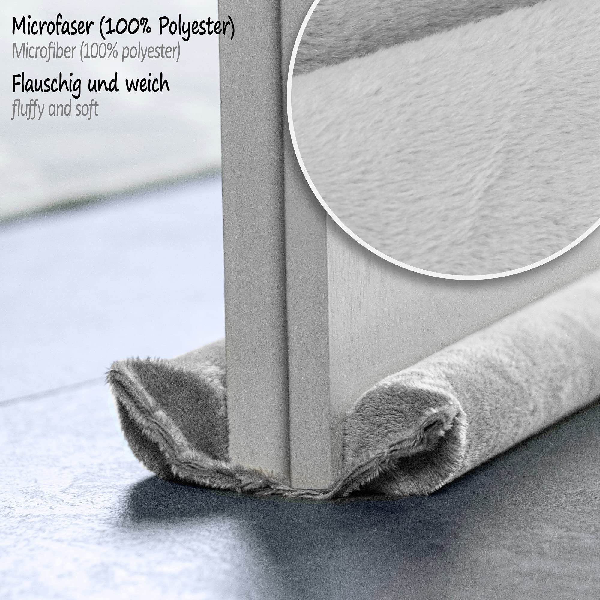 COM-FOUR® 2x paraspifferi per la porta - guarnizione inferiore della porta in microfibra - paraspifferi con doppia guarnizione - protezione da correnti d'aria e rumore (02 Stück - grau)