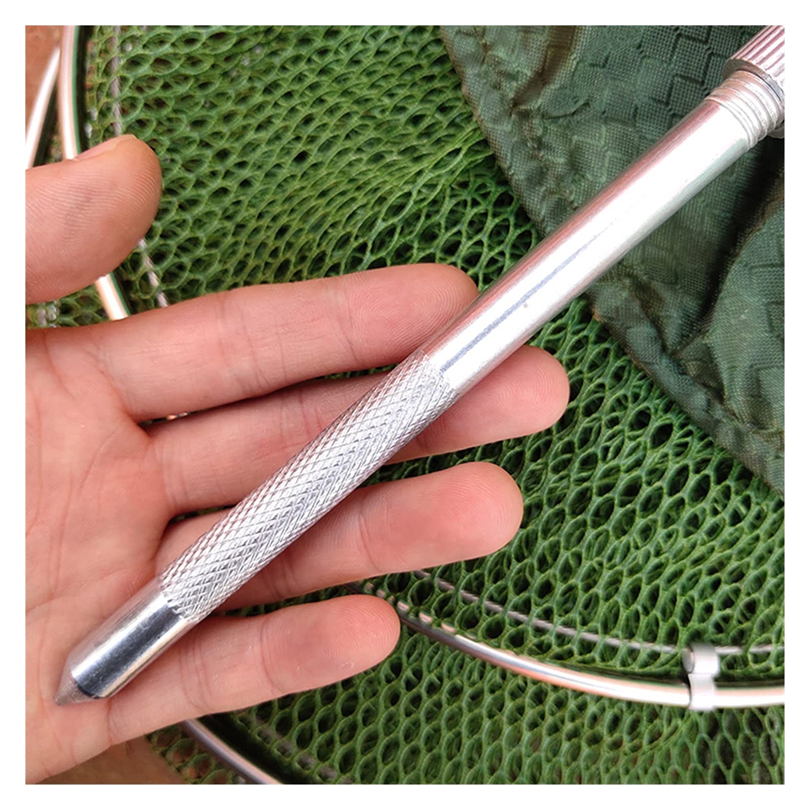 Épuisette De Pêche en Aluminium Véritable, Piège À Poissons, Cage De Pêche Vivante, Panier, Outil De Pêche Pliable, Petite Maille Fine pour La Capture d'oiseaux(Grand)