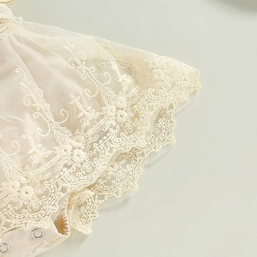 Miniatura 7 de Mameluco de encaje para bebé recién nacido, vestido de princesa, de malla, de tul, diadema de una pieza, enterizo de verano