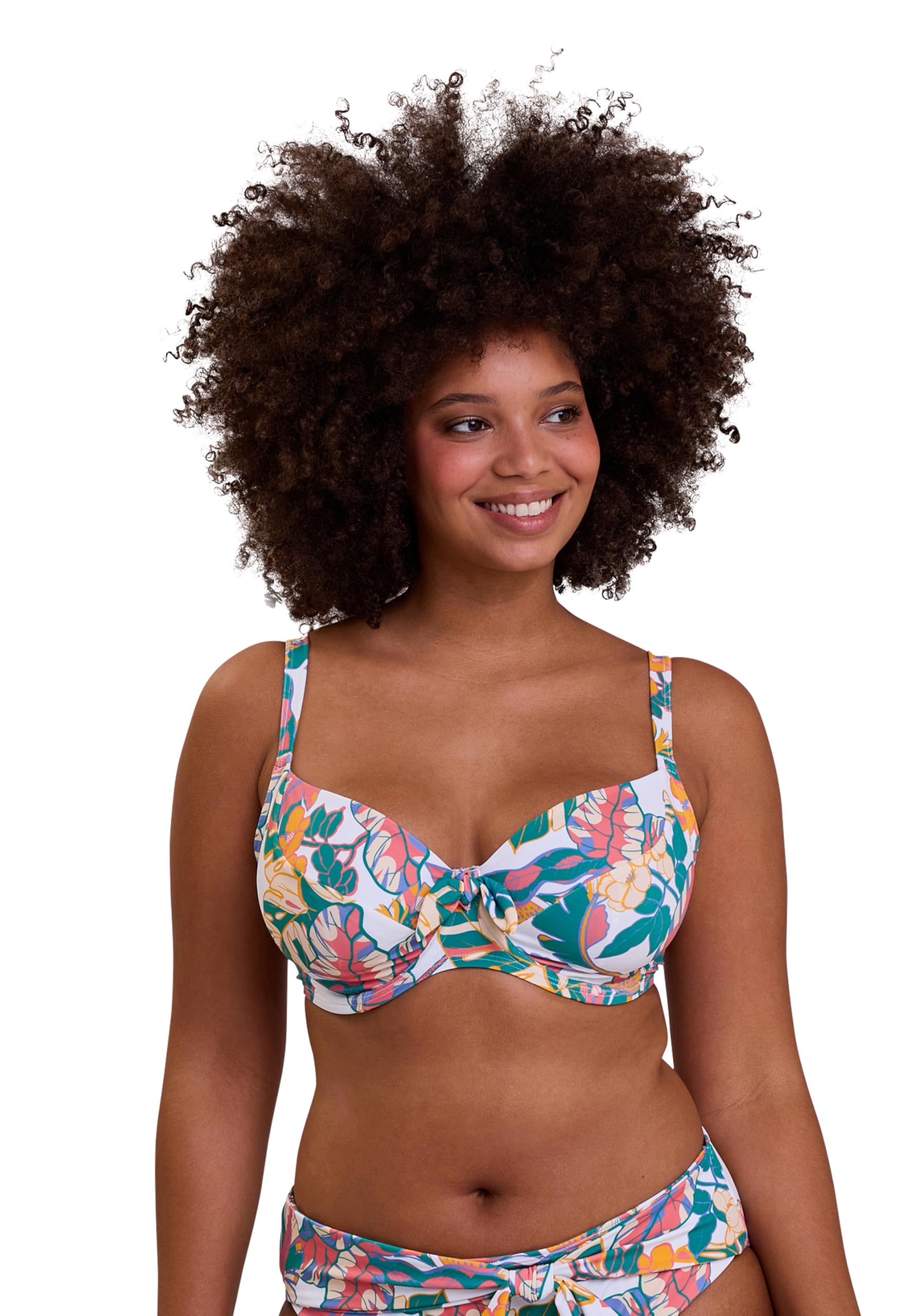 Sans Complexe Women's Fidji Bikini Top, White Exotic Print, 36D
