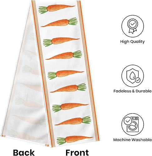 Miniatura 3 de Camino de mesa a rayas de zanahorias de 72 pulgadas de largo primavera decoración de cocina comedor naranja para interiores y exteriores vacaciones