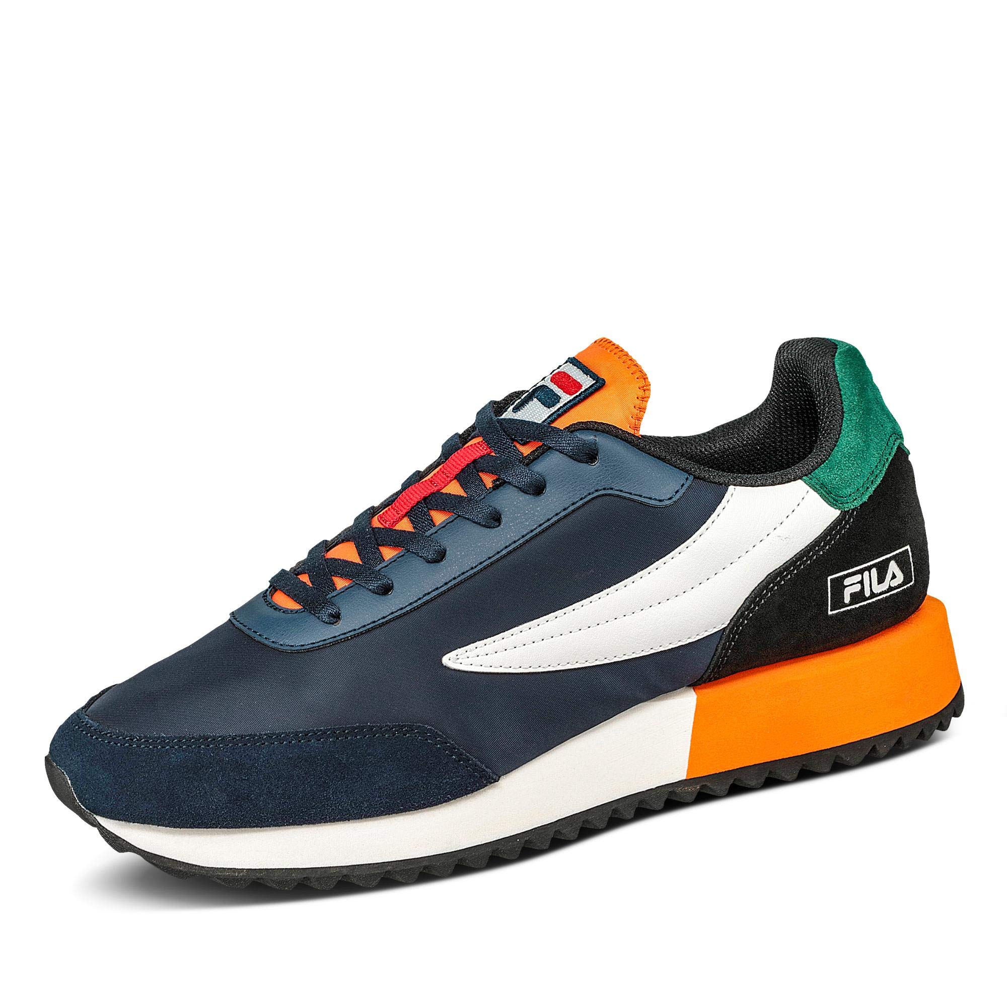 FILA Retronique Navy Rabbit - Zapatillas deportivas para hombre, de nobuk y tejido azul, verde, naranja