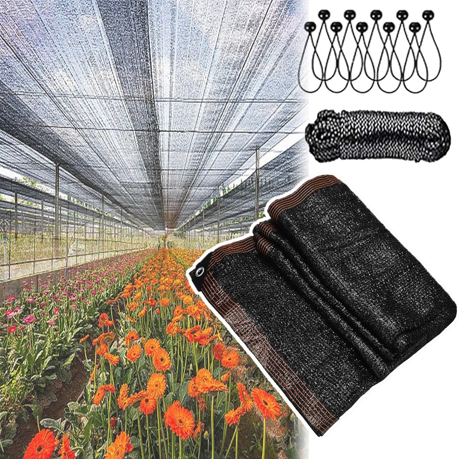 Bâche noire filet d'ombrage résistant aux UV 3 x 4 m avec œillets jardin