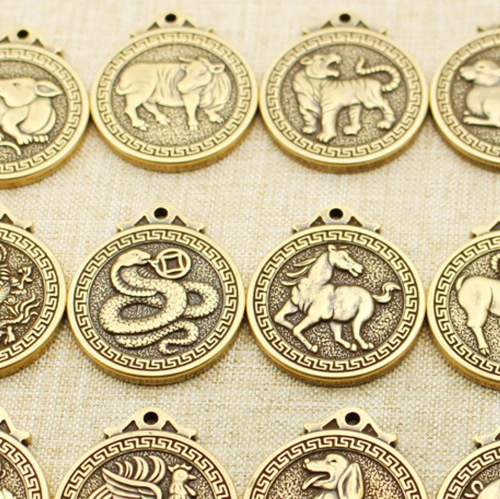 Kupfer-Anhänger für Heimdekoration, Retro-Vintage, zwölf Sternzeichen – Pferd, Schaf