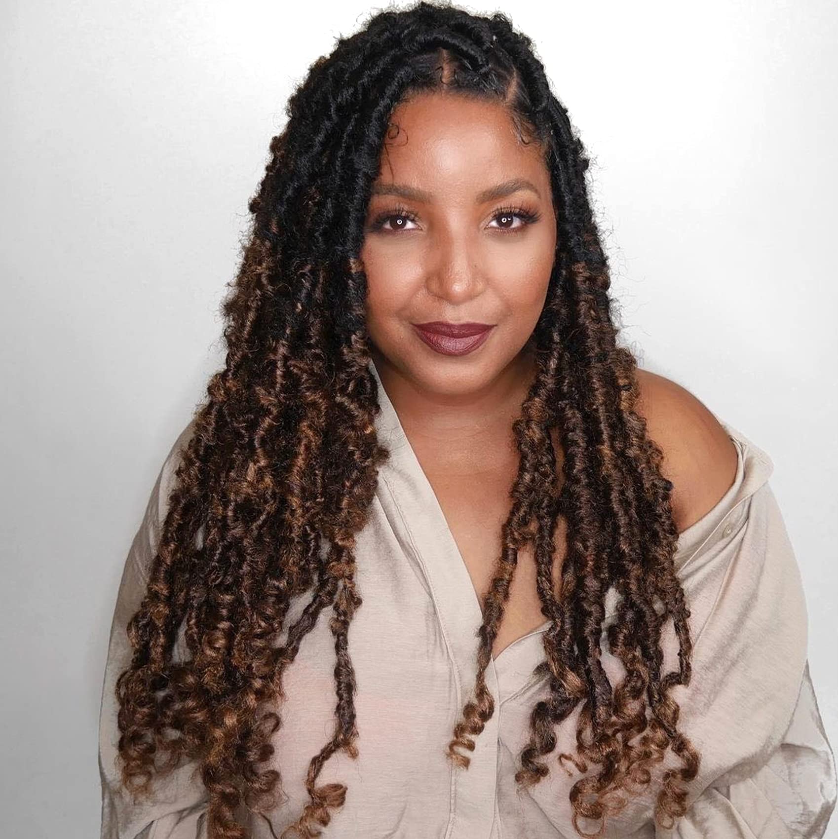 Buy Butterfly Locs Crochet Hair 18 inch 8Packs Ombre Brown Long Butterfly Locs Crochet Hair With