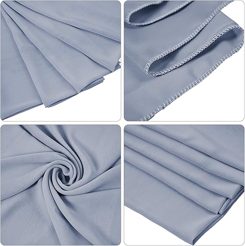 Miniatura 3 de YMHPRIDE 6 caminos de mesa color azul polvoriento camino de mesa de gasa de 10 pies 28 x 120 pulgadas para bodas bodas bodas bodas despedidas de