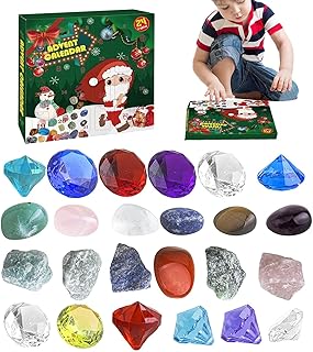Calendário do Advento do Minério | Calendário do brinquedo com presentes minério 24 unidades | Cristais do calendário do rochas, calendário do brinquedo Youyan