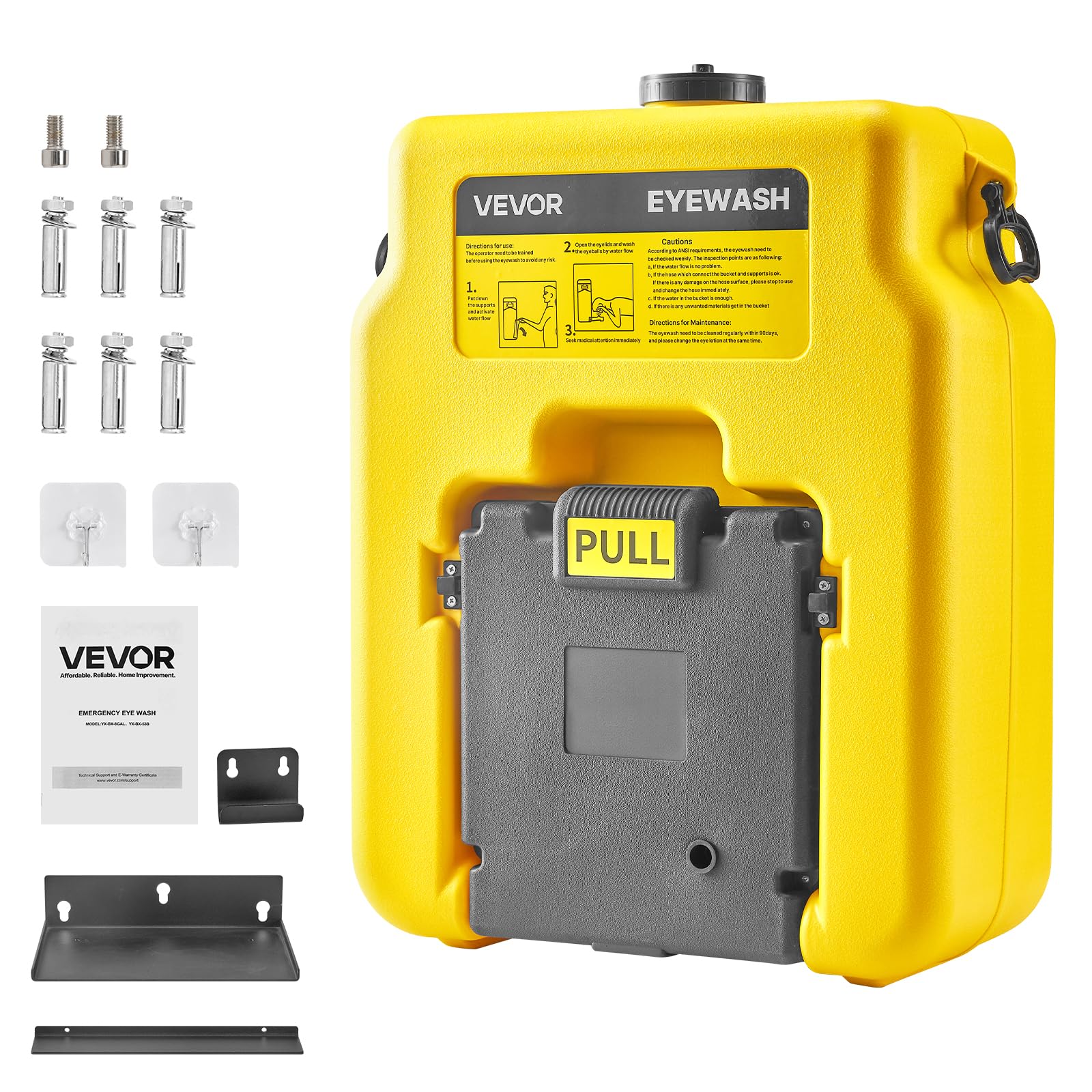 VEVOR Estación Lavaojos Portátil, Unidad Lavaojos de Emergencia 490 x 290 x 640 mm con 2 Rociadores para Montaje en Pared o Sobre Superficie Plana para Escuelas, Laboratorios y Fábricas, Amarillo