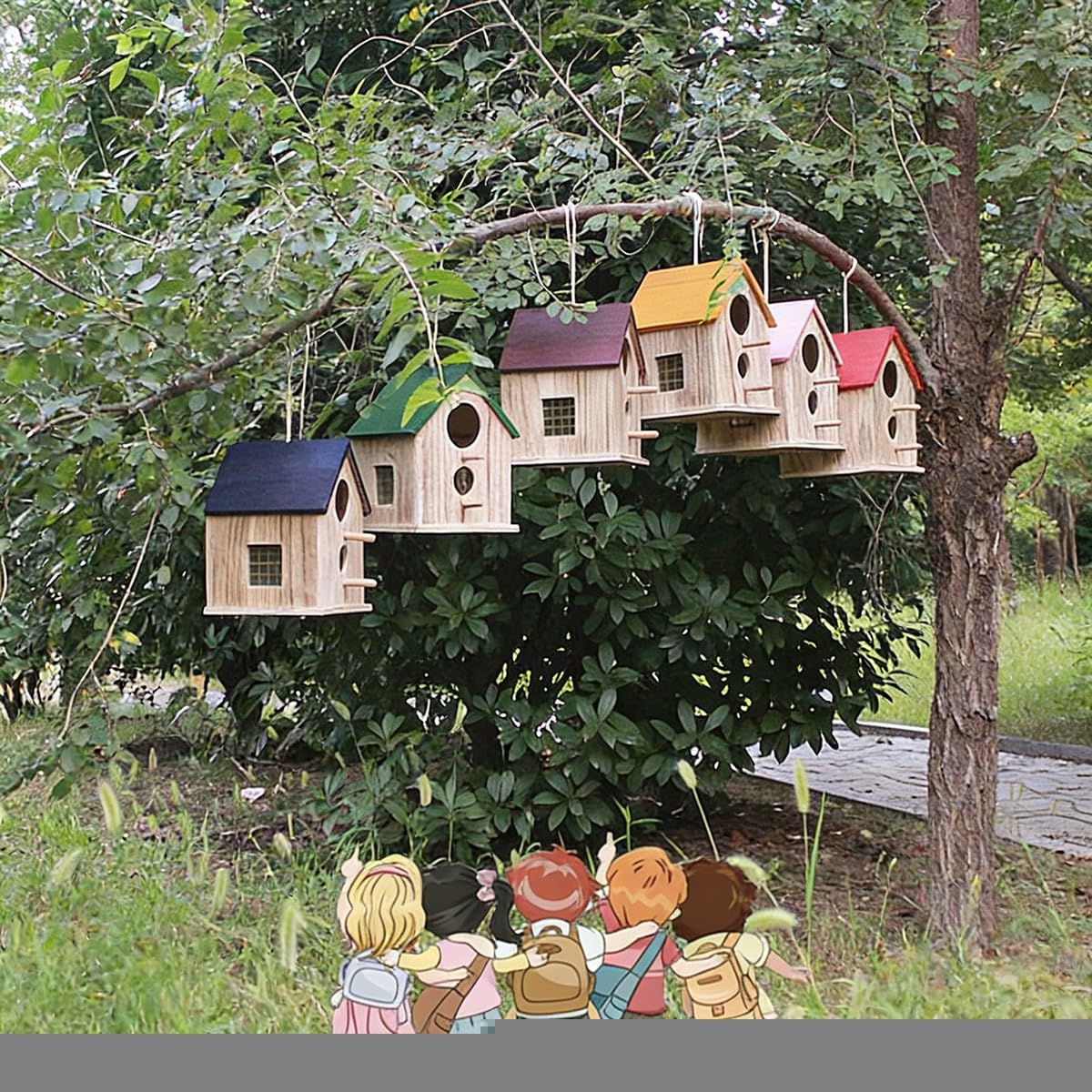 Casetta per Uccelli Giardino Casetta in Legno Impermeabile Facile Installazione Adatta a Pettirossi Passeri Uso Anno Intero Protegge Nidi da Pioggia Calore Pannello Rimovibile per