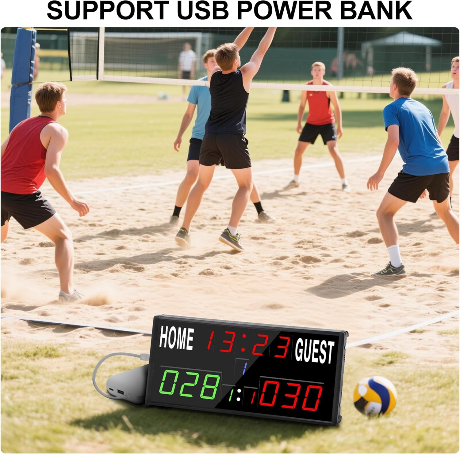 Scoreboard Electronic Digital Score Keeper with Remote Basketball Scoreboard Sports Score Ticker with Timer 24h Real Time for Football/Cornhole Hole/ping Pong/Table Tennis Dart Indoor&Outdoor Games