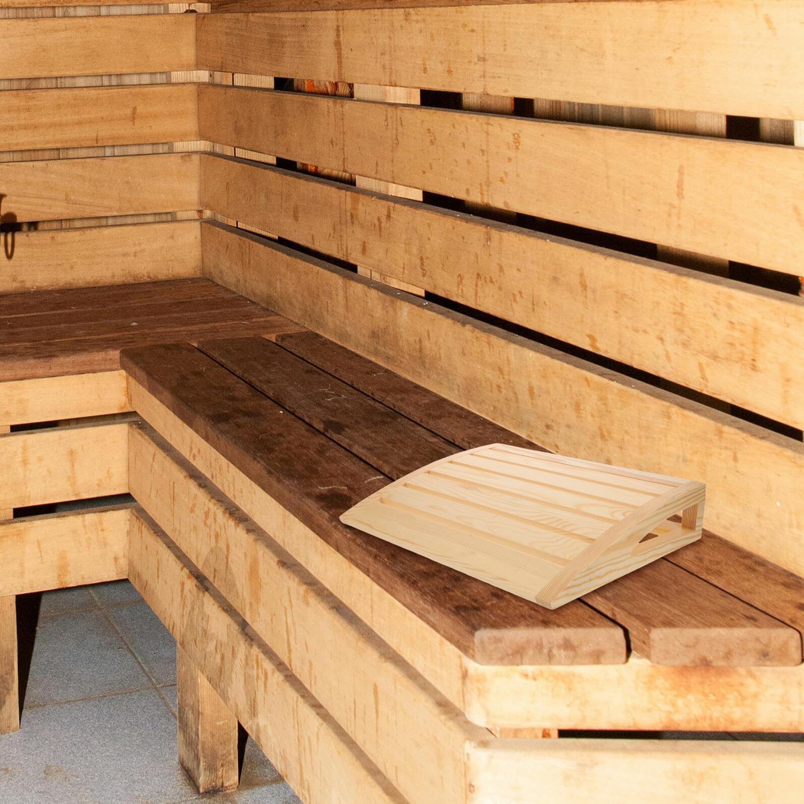 NUOBESTY Saunakissen aus Massivholz mit Feuchtigkeitsaufnahme Ergonomische Nackenstütze für Sauna Dampfbad und Badewanne Hitzebeständiges Zubehör für Langanhaltenden Komfort