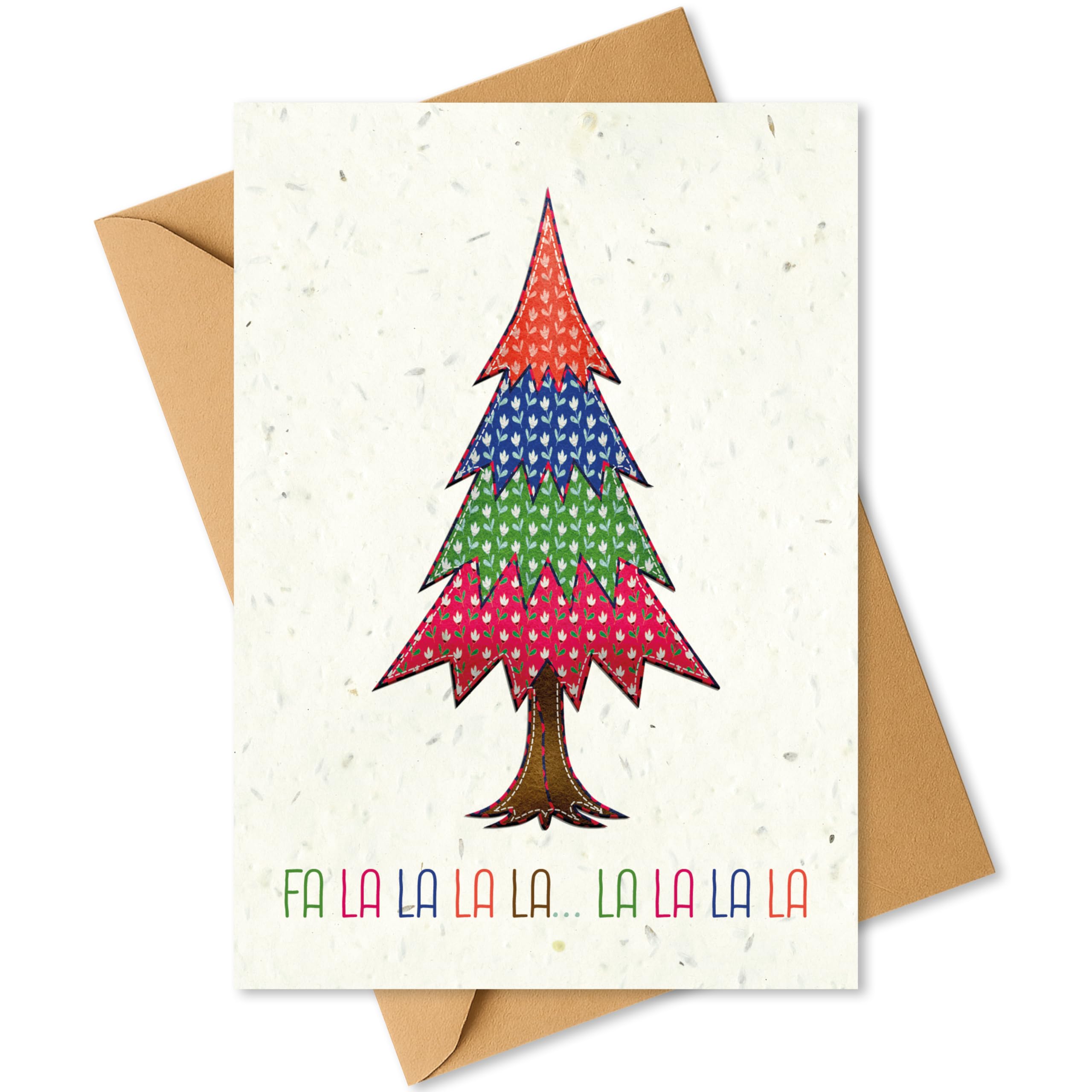 Plantable Christmas Card with Traditional Felted Tree – Eco Friendly Biodegradable Seed Paper Greeting Card, Sustainable Gift, Zero Waste Merry Christmas Card for Friends & Family