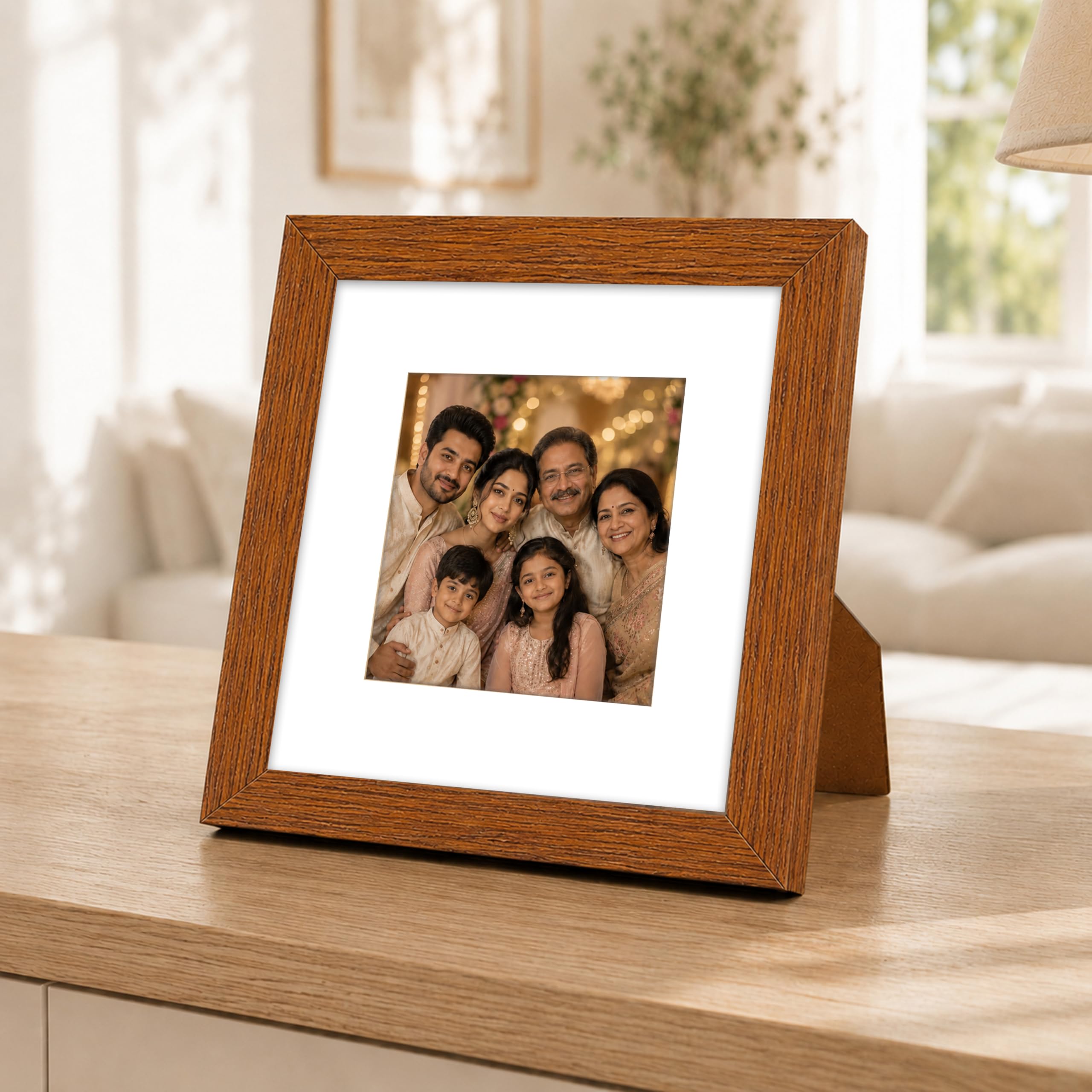Art Street Table Wood Wall Mount Rectangle/Square Photo Frame For Home&Office Decoration Size(8X8 Inches) Brown