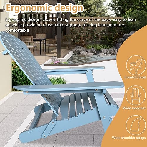 Miniatura 4 de PayLessHere Sillas Adirondack resistentes a la intemperie con madera de pino texturizada para patio, césped, jardín, terraza, piscina, playa, hoguera