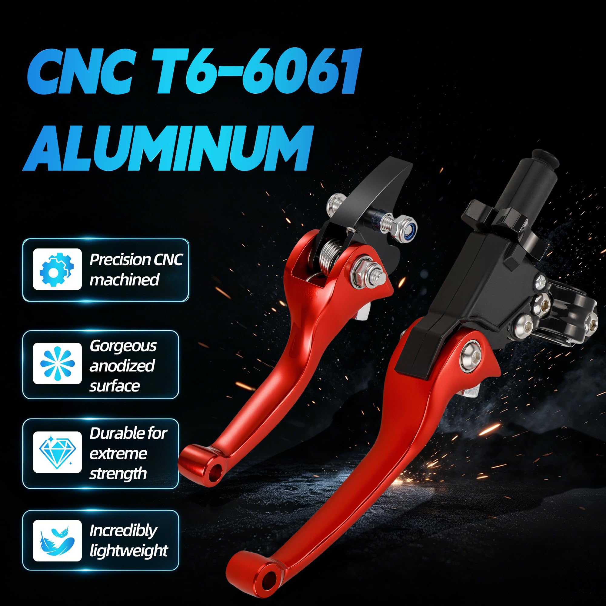 Leva frizione freno pit bike 1 coppia 7/8" 22mm alluminio forgiato pieghevole per 50CC-150CC CRF XR 90/110/125/140/150cc Pit Dirt Bike ATV Mini Bike Rosso