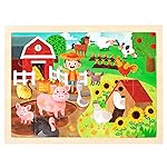 SYNARRY 24 Pieces Puzzles for Kids Ages 3-5, Farm Wooden Jigsaw Puzzles with Storage Tray, Educational Preschool Puzzles Toys Set for Toddler Boys and Girls