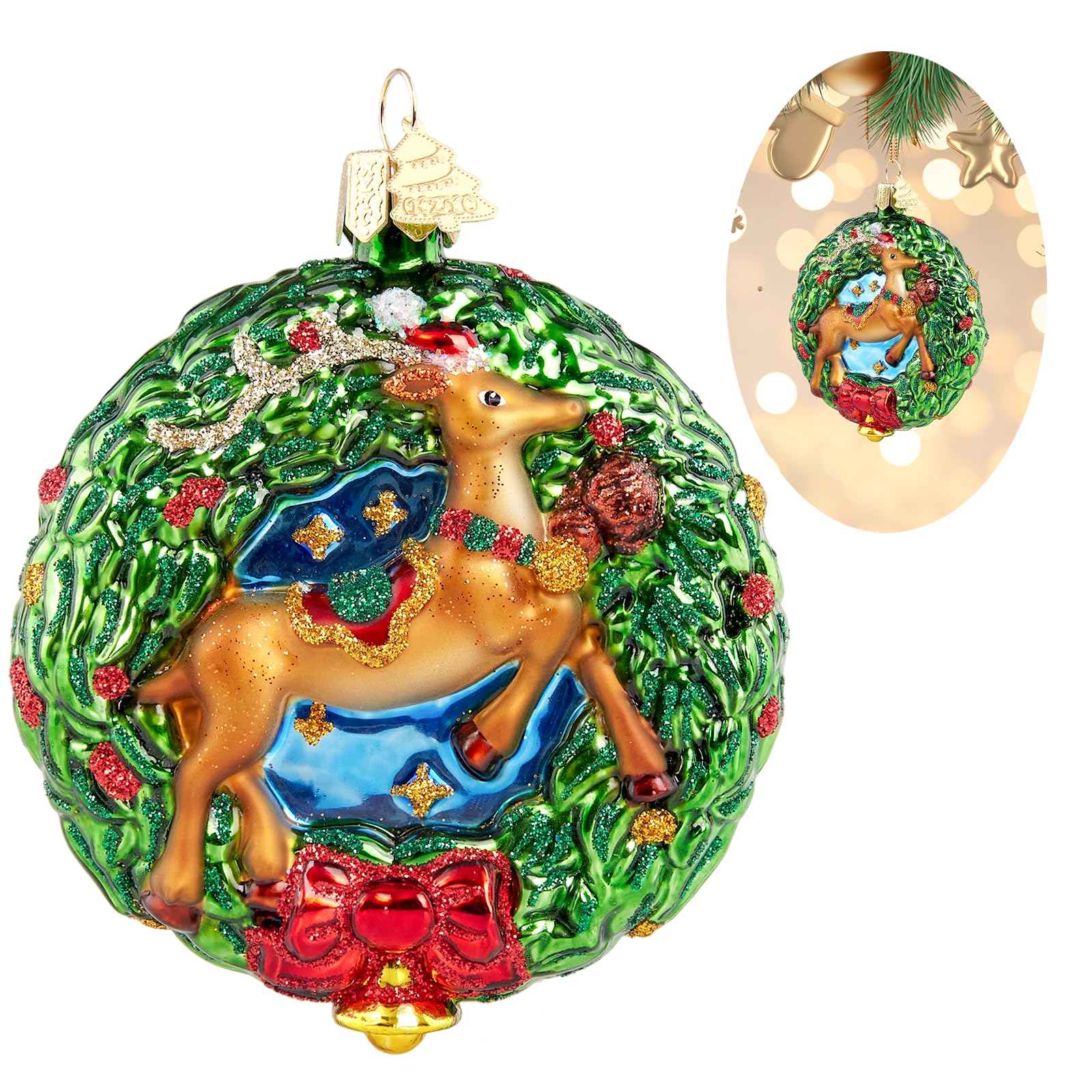 Décorations de sapin en verre soufflé renne, ornement maison Noël