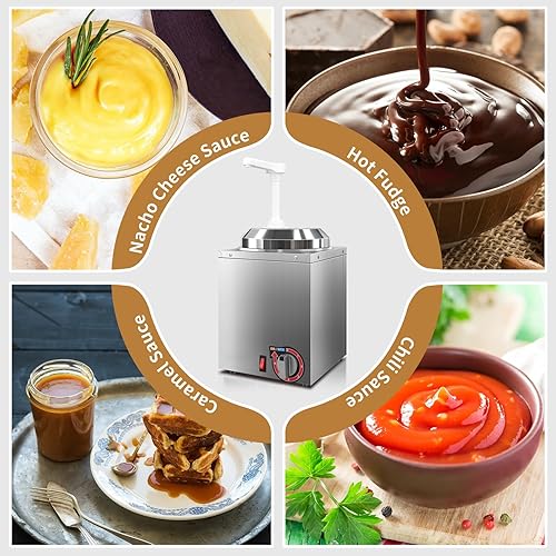 Miniatura 6 de Dispensador calentador de queso con bomba, calentador de queso nacho con capacidad de 2.8 cuartos de galón, dispensador eléctrico de dulce de azúcar
