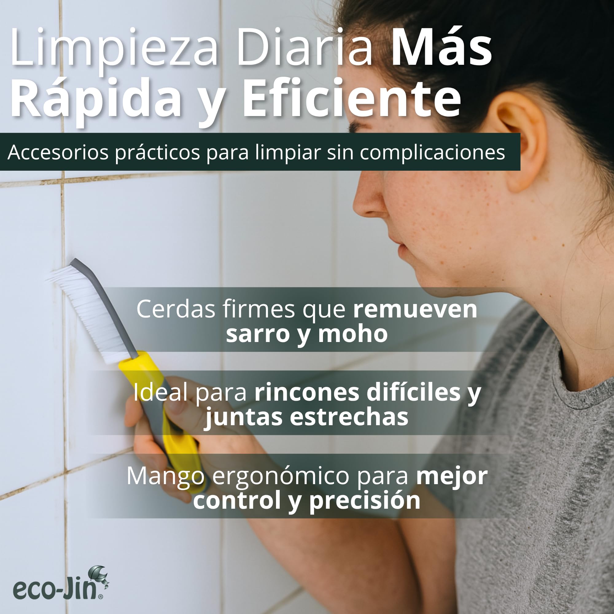 Eco-Jin Pack SPA | Difusor | Cepillo Para Juntas Amarillo | Bayeta Microfibra | Estropajo Con Esponja | Limpiador Multiusos